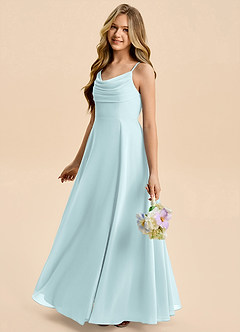Azazie Gia Junior Mist A-Line Pleated Chiffon Dress image3