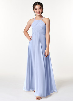 Azazie Ginger Junior A-Linie Plissee Chiffon Kleid Eis image4