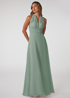 Azazie Fifi Robes de demoiselle d'honneur Robe Trapèze Convertible en Mousseline de soie Sans bretelles Sauge D'argent image6