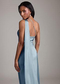 Azazie Galinda Suknie dla druhen Syrena Jedno ramię Satyna elastyczna Do ziemi Sukienka image2