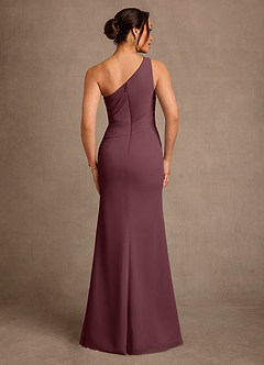 Azazie Floy Mother of the Bride Dresses Sangria Sheath One Shoulder Chiffon Dress image3