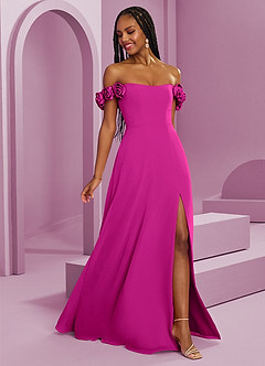 Barbie ♥ Azazie Abiti da Damigella Abito Convertibile A-Line in Chiffon a Spalla Scoperta Fucsia image14