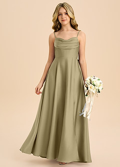 Azazie Bear Junior Moss Green A-Line Sweetheart Neckline Stretch Satin Dress image3