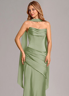 Azazie Pelagia Brudtärnklänningar Klä av Sjöjungfru i Stretch Satin Korsett Dusty Sage Konvertibel image5