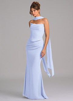 Azazie Sorrel Vestidos de damas de honor Vestido de Lavanda de Gasa de Corte Sirena con Corsé image5