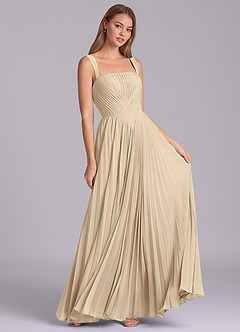 Azazie Mina Jurken voor bruidsmeisjes Jurk van Chiffon met A-Lijn Geplooid Champagne image3