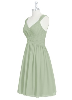Azazie Angie Bridesmaid Dresses Dusty Sage A-Line Corset Chiffon Dress image9