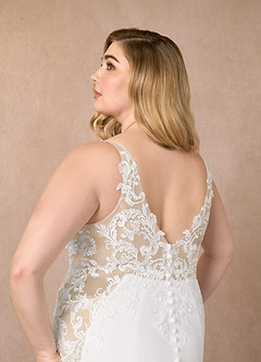 Azazie Estephanie Wedding Dresses Diamond White Champagne Mermaid Sequins Stretch Crepe Dress image11