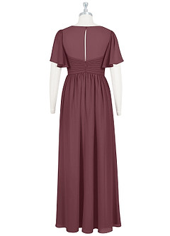 Azazie Verna Maternity Bridesmaid Dresses A-Line V-Neck Ruched Chiffon Floor-Length Dress image8