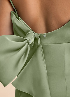 Azazie Lioren Junior Etui Schleifen Stretch-Satin Kleid Pistazie image6