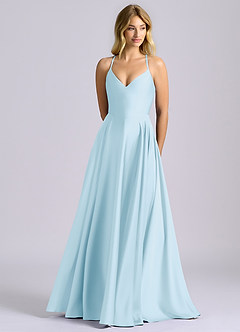 Azazie Truce Bridesmaid Dresses Sky Blue A-Line Stretch Satin Dress image1