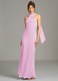 Azazie Cassiana Bridesmaid Dresses Candy Pink Mermaid Pleated Chiffon Dress image4