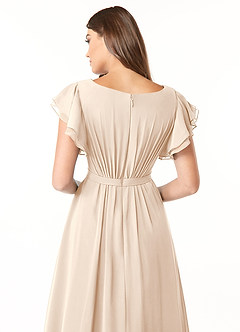 Azazie Daphne Modest Bridesmaid Dresses A-Line Ruffled Chiffon Floor-Length Dress image9