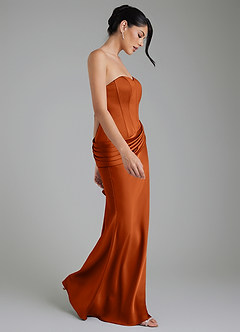 Azazie Draya Bridesmaid Dresses Burnt Orange Mermaid Strapless Stretch Satin Dress image6