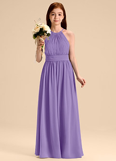 Azazie Malone Junior Vestido de Tahití de Gasa de Corte en A con Plisado image4