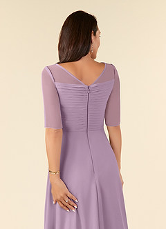 Azazie Naomi Kleider für die Brautmutter A-Linie Bootshals Gefaltet Chiffon Kleid Blauregen image6