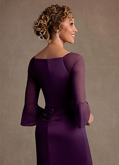 Azazie Nampa Mother of the Bride Dresses Grape Sheath Pleated Mesh Dress image6