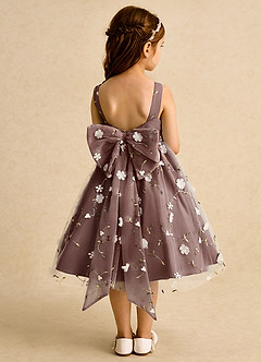 Azazie Bean Flower Girl Dresses Espresso Ball-Gown Sleeveless Tulle Dress image2