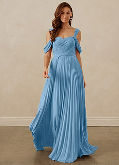 Christian Siriano Bridal for Azazie 1013 Bridesmaid Dresses Steel Blue A-Line Off the Shoulder Chiffon Dress image9
