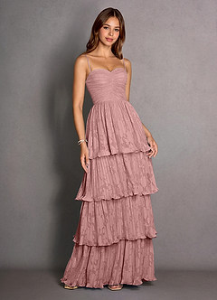 Jessamine Rosa Chiaro Abito da ballo a trapezio con volant in pizzo image1