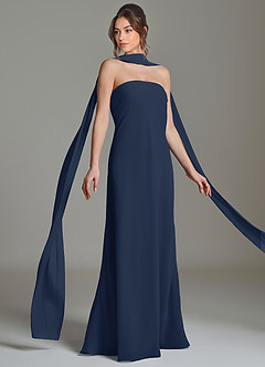 Azazie Ilana Bridesmaid Dresses Dark Navy A-Line Strapless Chiffon Dress image5