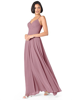 Azazie Avelina Bridesmaid Dresses Vintage Mauve A-Line V-Neck Pleated Chiffon Dress image3