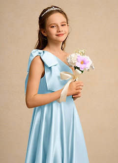 Azazie Guppy Girls Formal Flower Girl Klänningar Klä A-Line i Matt satäng Ena axeln image6