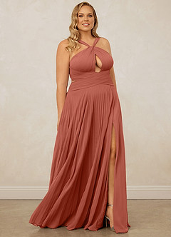Christian Siriano Bridal for Azazie 1009 Bridesmaid Dresses Clay A-Line Pleated Chiffon Dress image11
