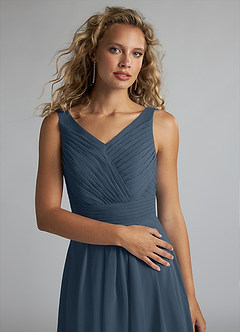 Azazie Grace Bridesmaid Dresses Neptune A-Line Pleated Chiffon Dress image5