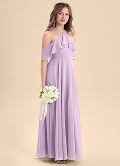 Azazie Tessabelle Junior Vestido de Lila Esmerilada de Gasa de Corte En A con Vestidos sin tirantes image5