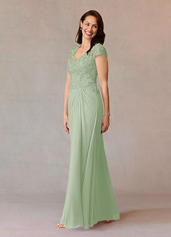 Azazie Junie Mère de la mariée Robes Robe Trapèze en Mousseline de soie Dentelle Vert Sauge image7