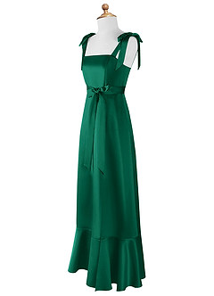 Azazie Barbara Junior Vestido de Esmeralda de Satin Mate de Corte En A con Lazo image8
