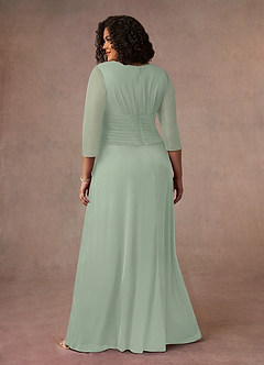 Azazie Annetta Mother of the Bride Dresses Dusty Sage A-Line V-Neck Pleated Mesh Dress image9