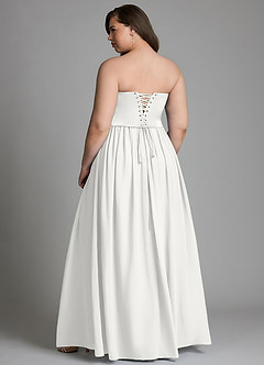 Azazie Cadence Bridesmaid Dresses White A-Line Corset Stretch Satin Convertible Dress image12