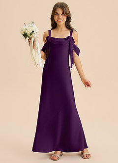 Azazie Bellalina Junior Syrena Pofałdowany Satyna elastyczna Długość podłogi Młodsza druhna Sukienka image1