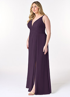 Azazie Maren Allure Abiti da Damigella Abito A-Line in Chiffon con Scollo a V in Pizzo Prugna image8