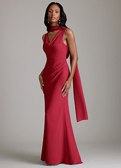 Azazie Linelle Bridesmaid Dresses Scarlet Mermaid Pleated Chiffon Dress image4
