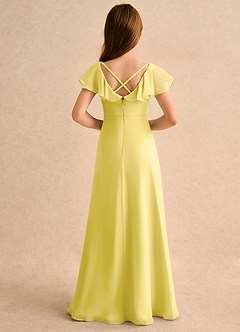Azazie Nari Girls Formal Flower Girl Dresses Canary A-Line with Sleeves Chiffon Dress image2