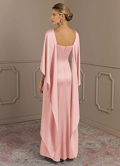 Azazie Eli Mother of the Bride Dresses Powder Pink Sheath Boatneck Stretch Satin Dress image2