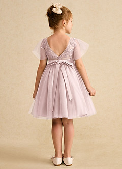 Azazie Queenie Flower Girl Dresses Blushing Pink A-Line Lace Dress image2