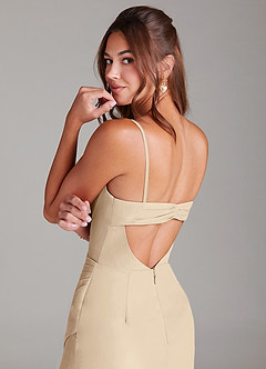 Azazie Leonis Bridesmaid Dresses Champagne Sheath Strapless Chiffon Convertible Dress image4