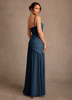 Azazie Flossie vestidos de madre de la novia Vestido Azul Marino Oscuro de Gasa de Corte en A con Plisado image5