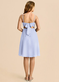 Azazie Shale Vestido de Lavanda de Gasa de Corte en A con Lazo image2