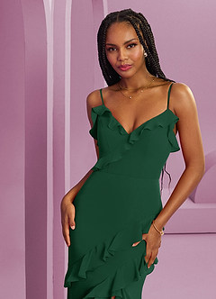 Barbie ♥ Azazie Abiti da Damigella Abito Tubino in Chiffon Verde Scuro image12