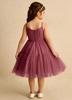 Azazie Osea Flower Girl Dresses Merlot Ball-Gown Pleated Tulle Dress image2