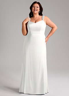 Azazie Denice Suknie dla druhen Osłona Pofałdowany Satyna elastyczna Do ziemi Sukienka image10