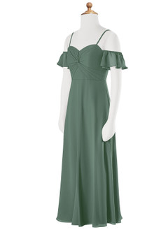 Azazie Juna Junior Eucalyptus A-Line Off the Shoulder Chiffon Dress image8