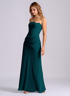 Azazie Debby Bridesmaid Dresses Pine Mermaid Strapless Chiffon Dress image3