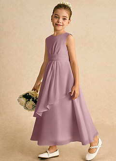 Azazie Edelweiss Flower Girl Dresses Dusty Rose A-Line Pleated Chiffon Dress image5