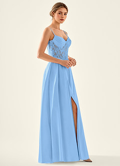 Nimbus Light Blue Cutout Corset Satin Prom Dress image3